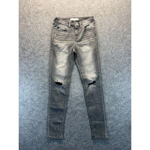 Kancan Womens Jeans Size 26 Skinny Distressed Gray Stretch High Rise Denim Jeans